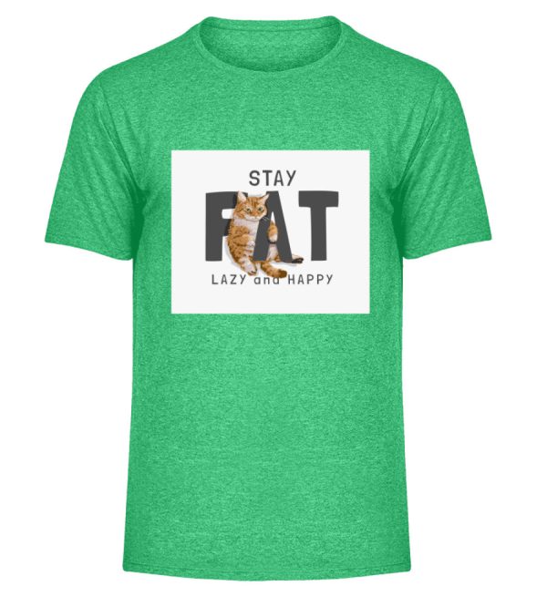 Stay fat lazy and happy  - Herren Melange Shirt Schn?ppchen – Bild 3