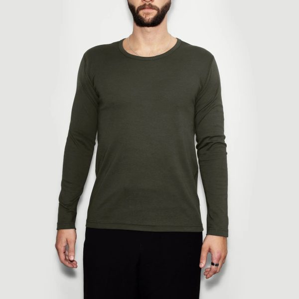 Men’s Recycled Cotton Crew Neck Long Sleeve, Moss Online-Verkauf