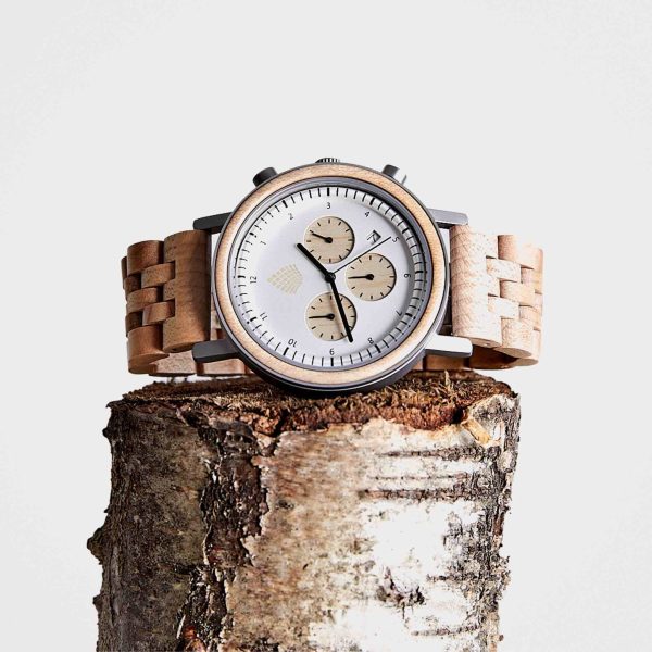 Eco-Friendly Chronograph Watch For Men: The White Cedar Online-Verkauf