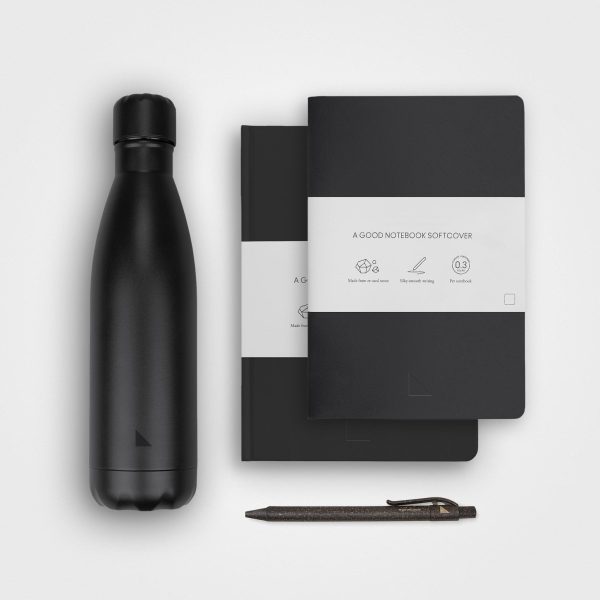 School Supply Pack - Notebooks, Pen & Bottle, Black Online-Schn?ppchen