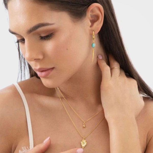 Amazonite Drop Earrings, Ama - Gold | By Lunar James Online-Verkauf – Bild 2