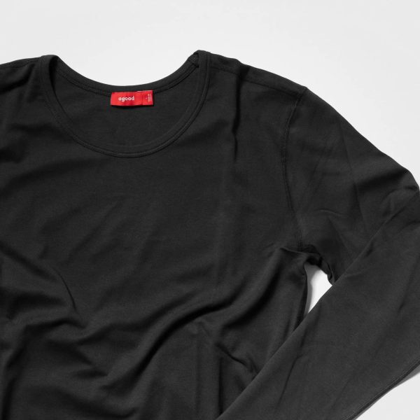 Men’s Recycled Cotton Crew Neck Long Sleeve, Black Zu verkaufen – Bild 4