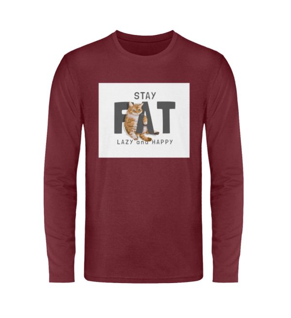 Stay fat lazy and happy  - Unisex Langarmshirt Im Angebot – Bild 3