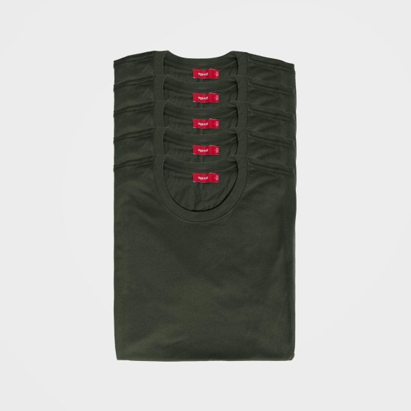 5 Pack | Men’s Recycled Cotton T-Shirts, Moss Online