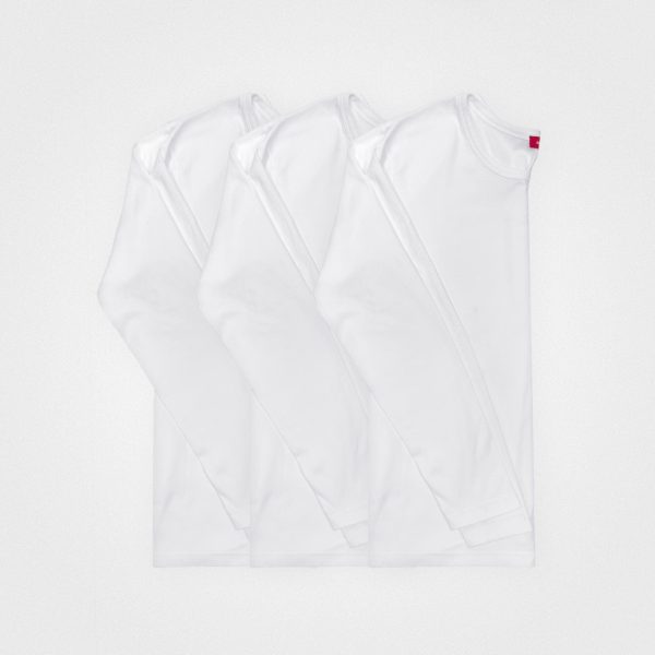 3 Pack | Women’s Rib Long Sleeve Tops, Recycled Cotton, White Schn?ppchen