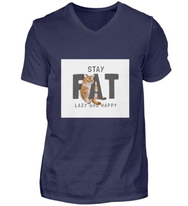 Stay fat lazy and happy  - Herren V-Neck Shirt Online-Schn?ppchen – Bild 4