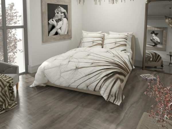 HnL Satin Wende Bettwäsche Blüten Jada Natur 135x200 cm + 80x80 cm Im Angebot – Bild 5