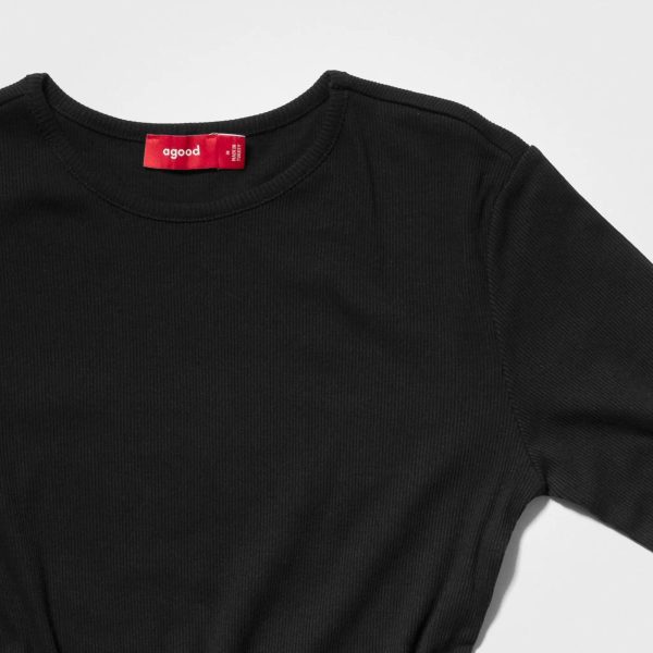 Women’s Recycled Cotton Rib Long Sleeve Top, Black Online – Bild 4