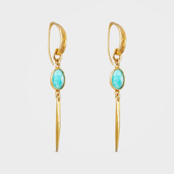 Amazonite Drop Earrings, Ama - Gold | By Lunar James Online-Verkauf