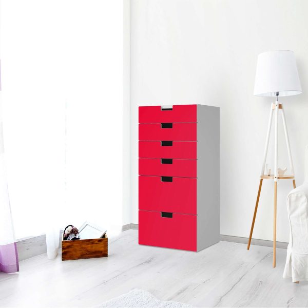 Klebefolie für Möbel IKEA Stuva   Malad Kommode - 6 Schubladen - Design: Rot Light Zu verkaufen – Bild 2