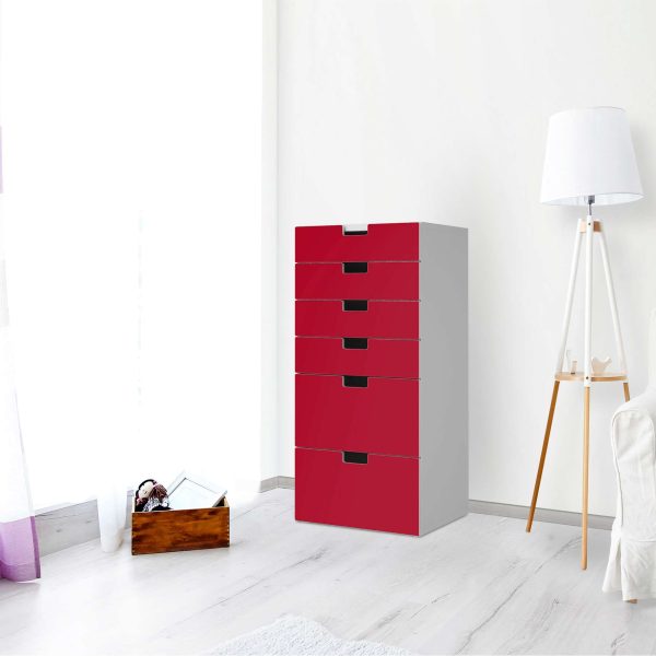 Klebefolie für Möbel IKEA Stuva   Malad Kommode - 6 Schubladen - Design: Rot Dark Verkauf – Bild 2